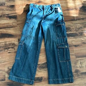 NWT Ralph Lauren LRL Haze Wash Size 12 Wide Leg Cargo